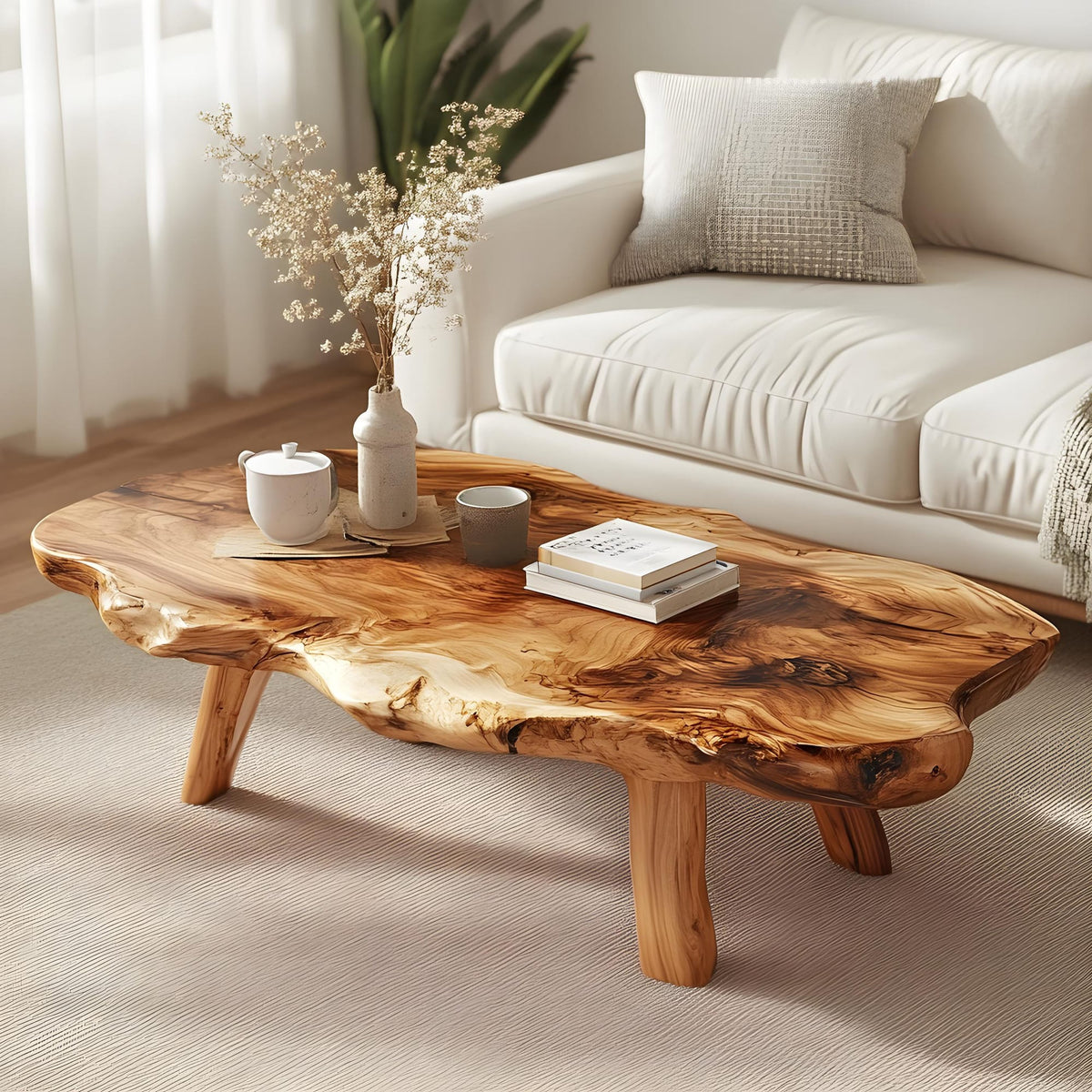 Functional Vintage Natural Coffee Table, solid wood, built to order