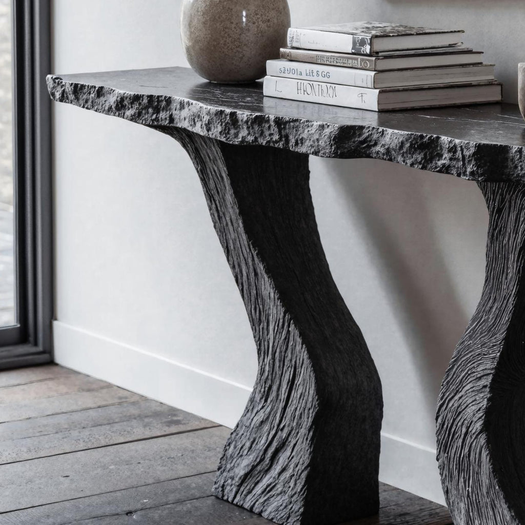 Handcrafted Black Console Table, solid wood, built to order