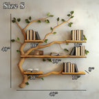 Mid Century Wood Tree Bookcase Wall Mounted Shelf, solid wood, built to order