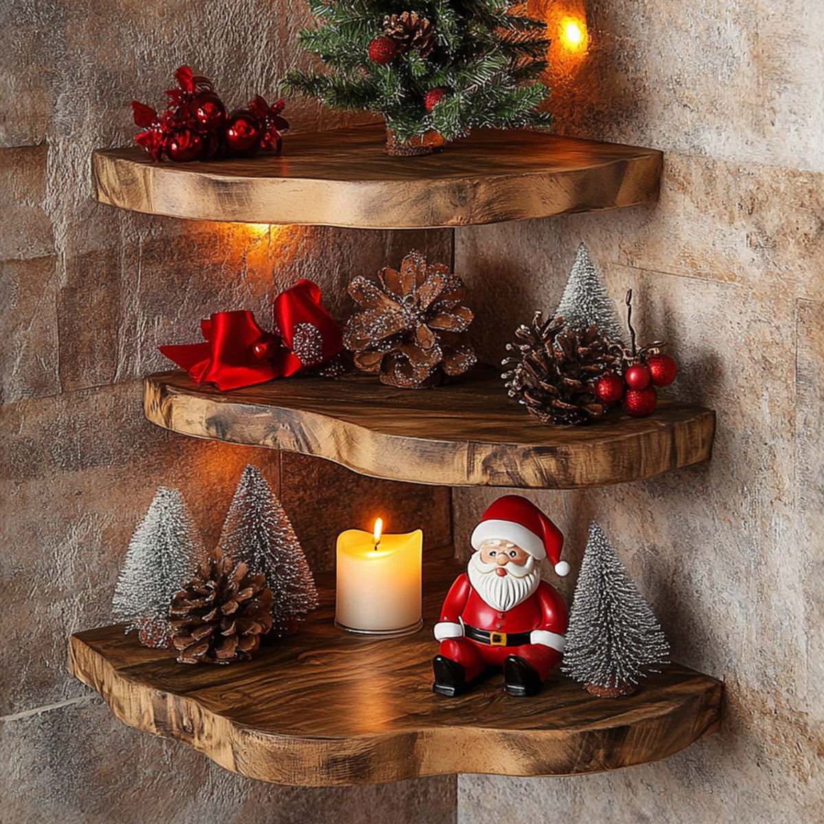 Floating Corner Shelf Walnut Floating Shelf Decor, solid wood, built to order