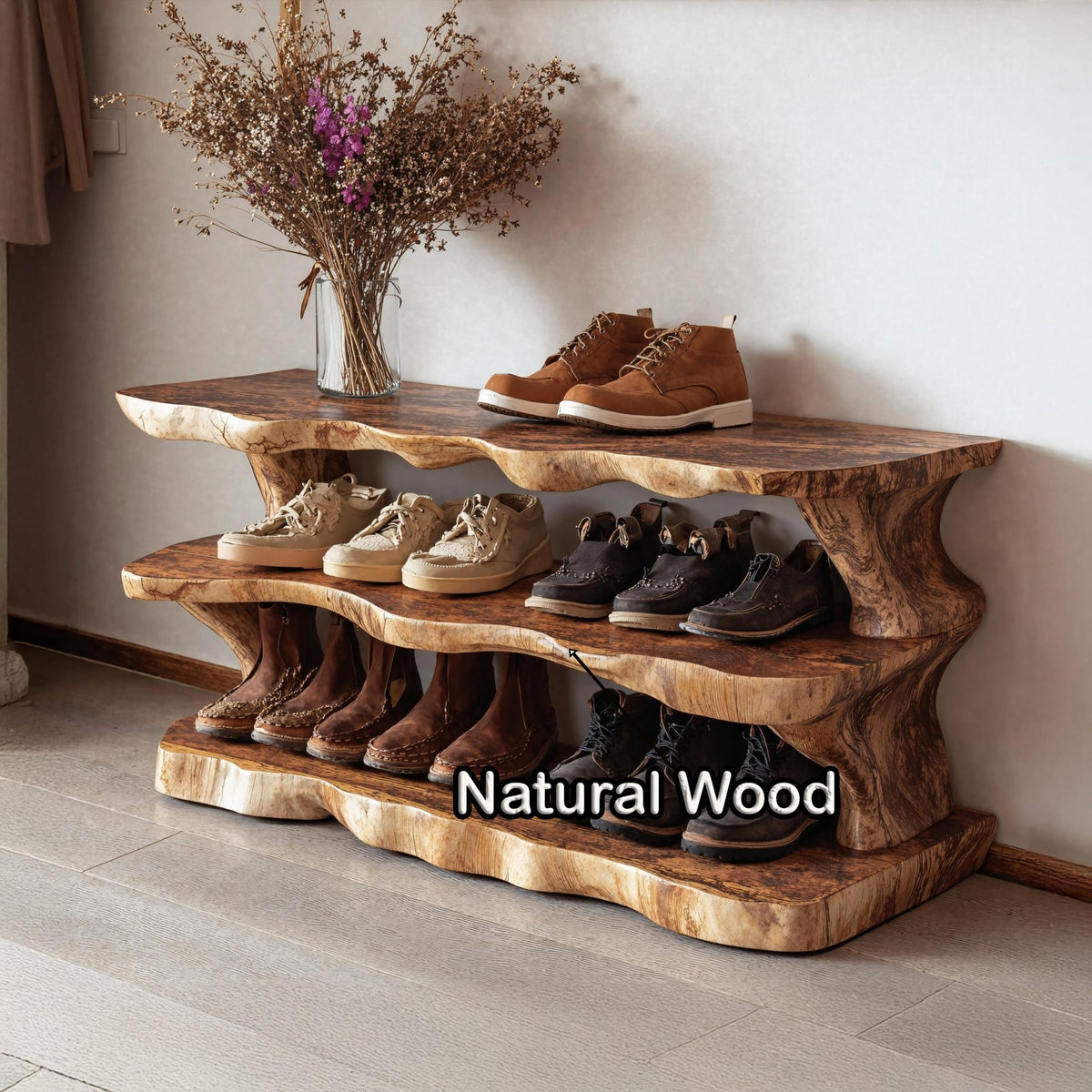 Floating Style Wooden Shoe Bench, solid wood, built to order