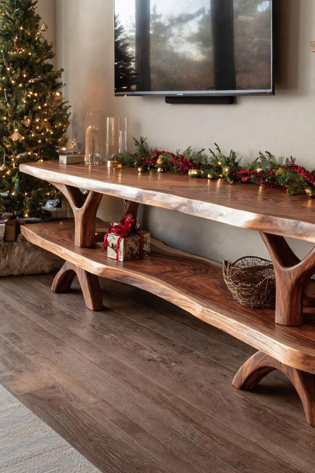 Modern Live Edge Credenza TV Cabinet