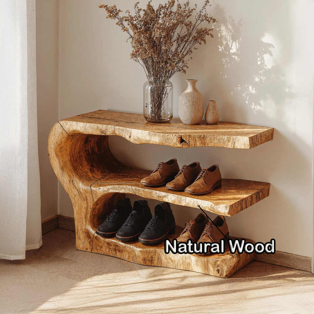 3-tier Wooden Shoe Rack Bench for Organizing Shoes & Bags, solid wood, built to order