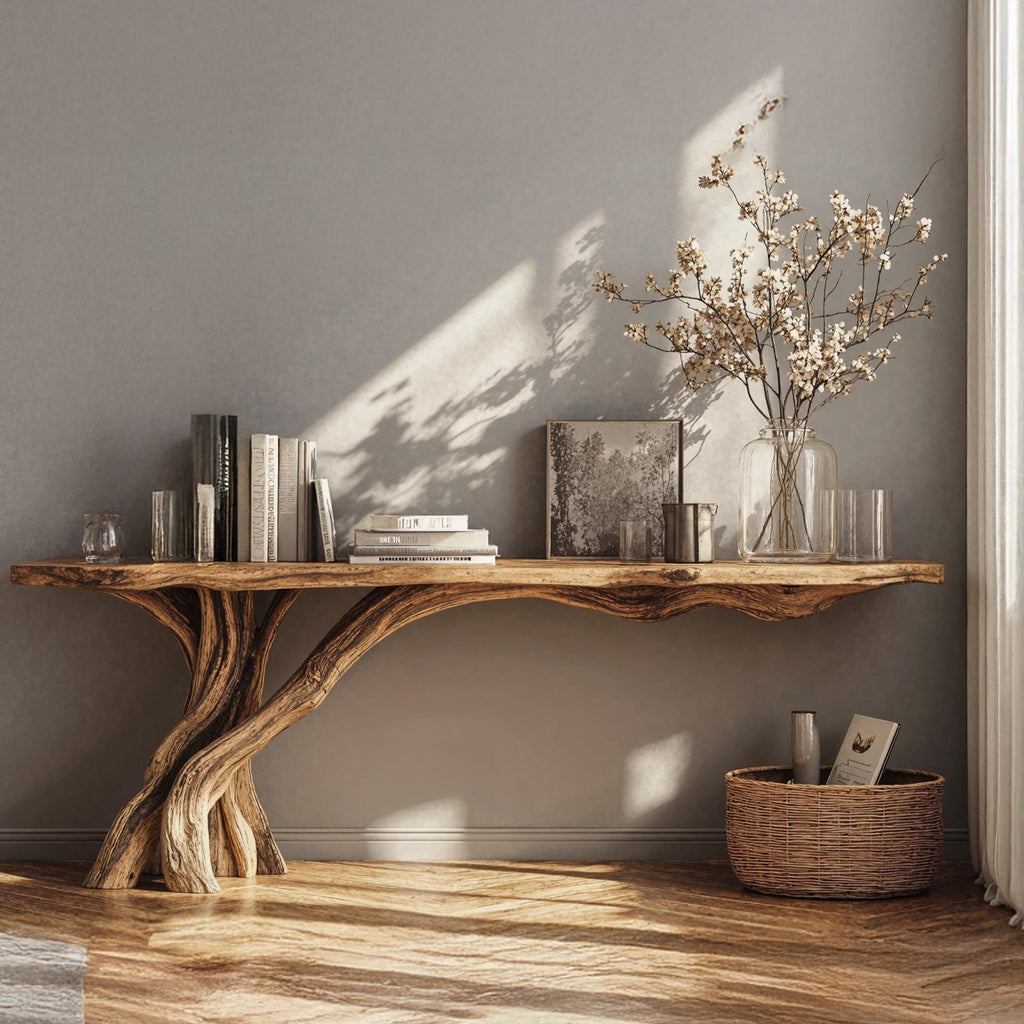 Practical Wood Console Table, solid wood, built to order