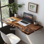 Mid Century Solid Floating Desk, solid wood, built to order
