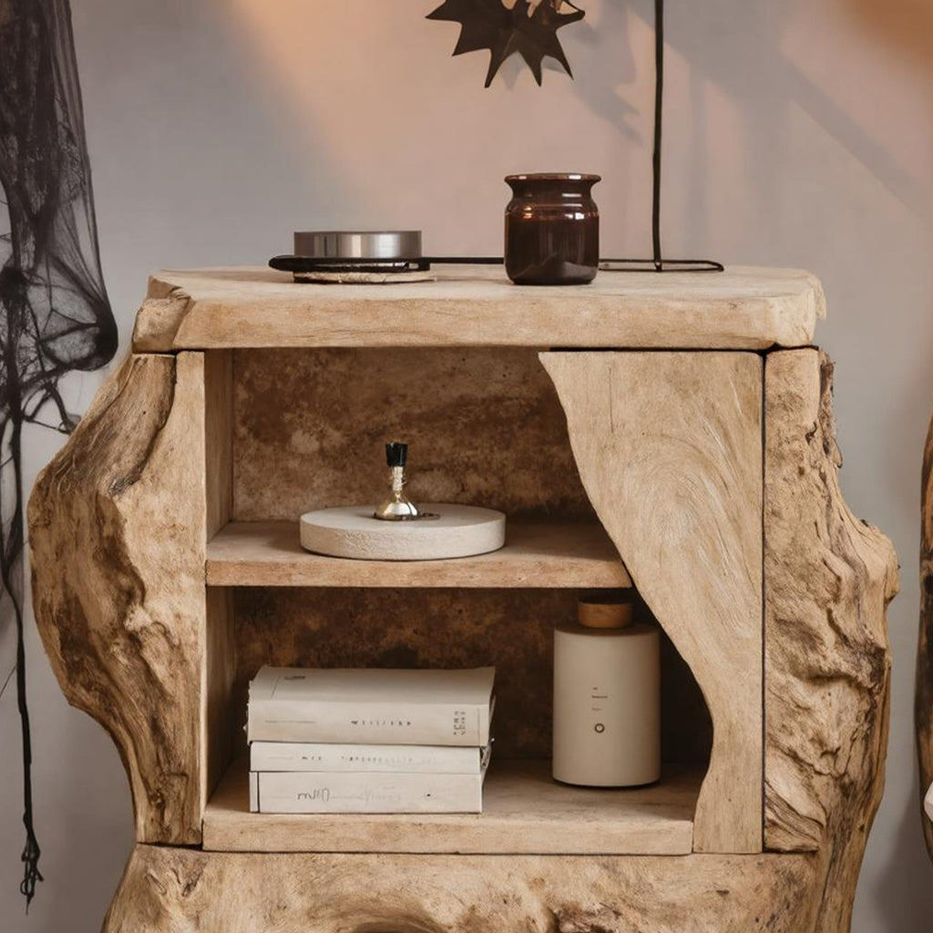 Mid Century Wooden Live Edge Nightstand, solid wood, built to order