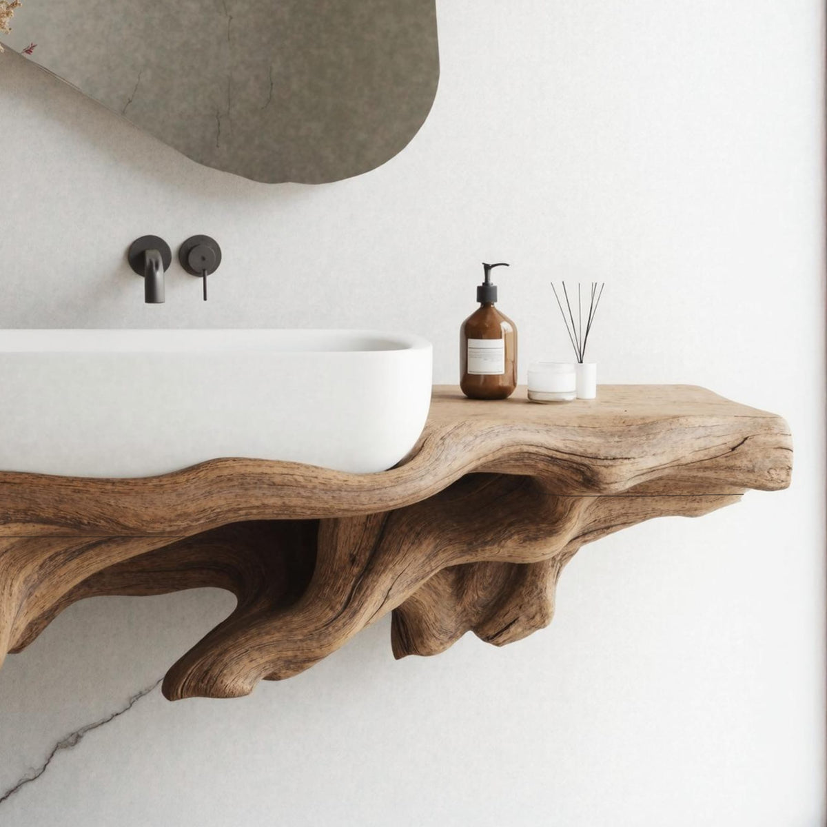 Farmhouse Bathroom Shelf Wall Mount for Storage, solid wood, built to order