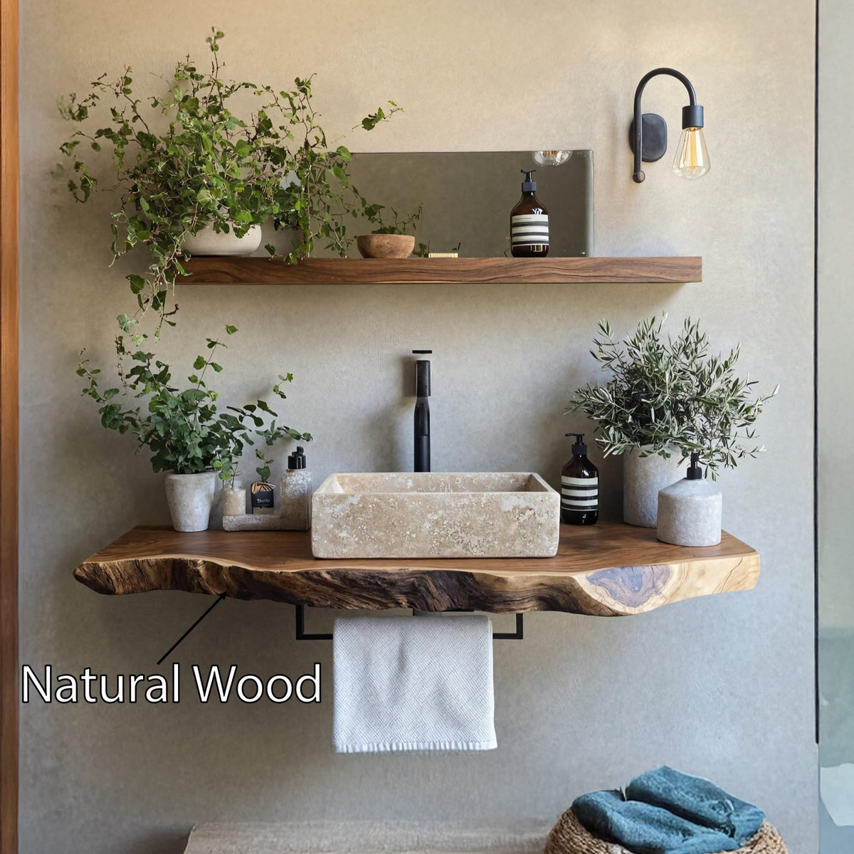 Handcrafted Live Edge Vanity, solid wood, built to order