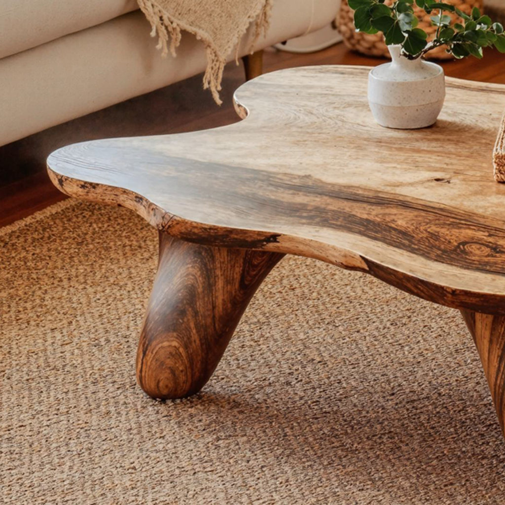 Curved Wood Coffee Table Low Coffee Table, solid wood, built to order