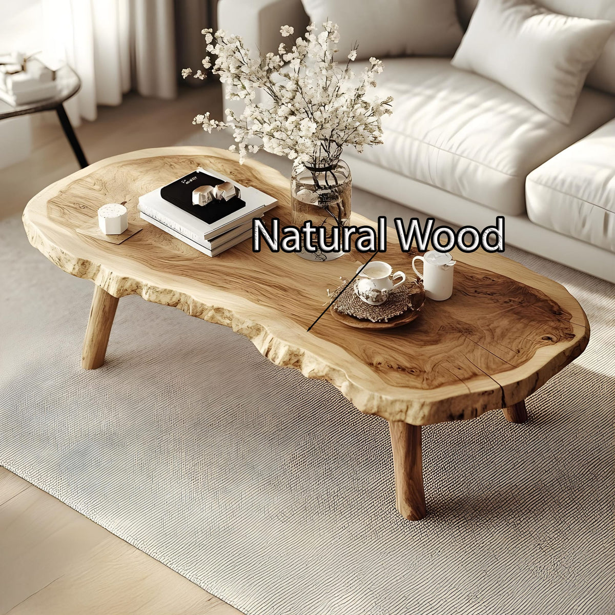 Vintage Inspired Natural Coffee Table, solid wood, built to order