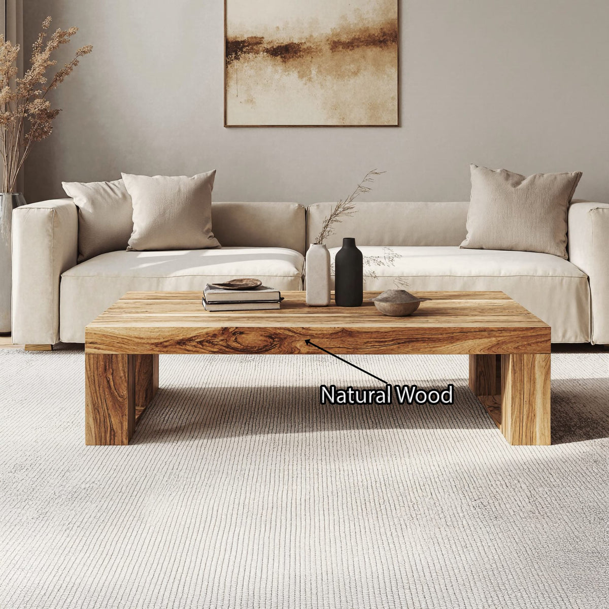 Minimalist Coffee Table Family Room Clean Look, solid wood, built to order