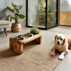Mid Century Dog Bowl Stand Modern Pet Home, solid wood, built to order