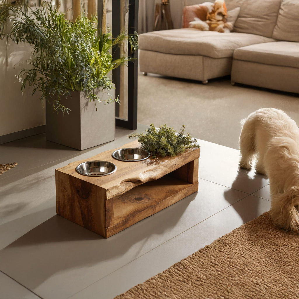 Farmhouse Dog Feeding Stand Dog Space, solid wood, built to order