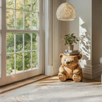 Handmade Bear End Table Side Table, solid wood, built to order