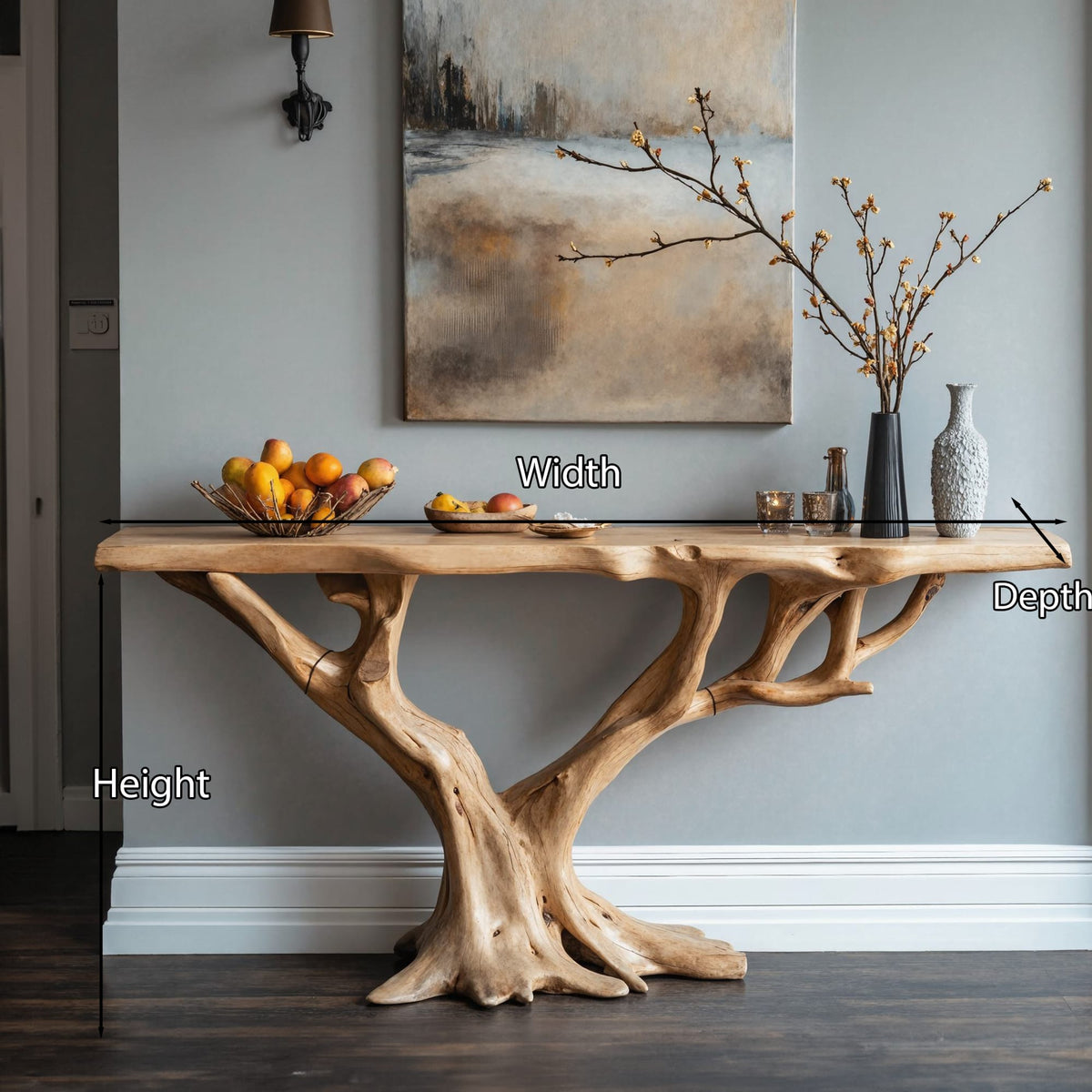 Live Edge Console Table Handcraft, solid wood, built to order