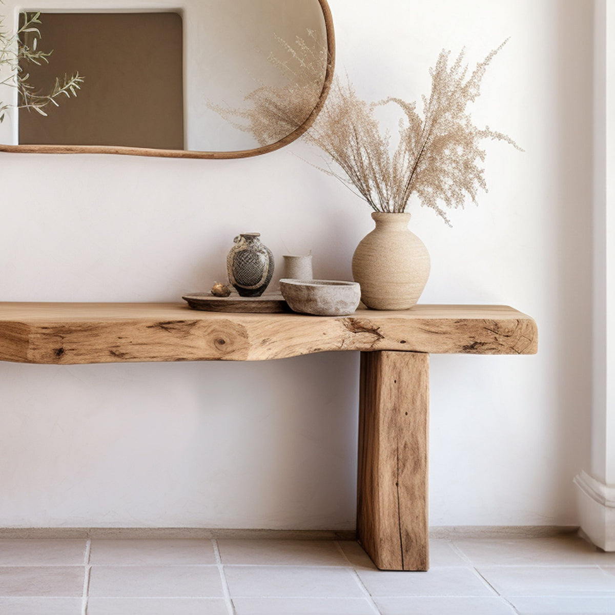 Living Edge Side Table Modern, solid wood, built to order