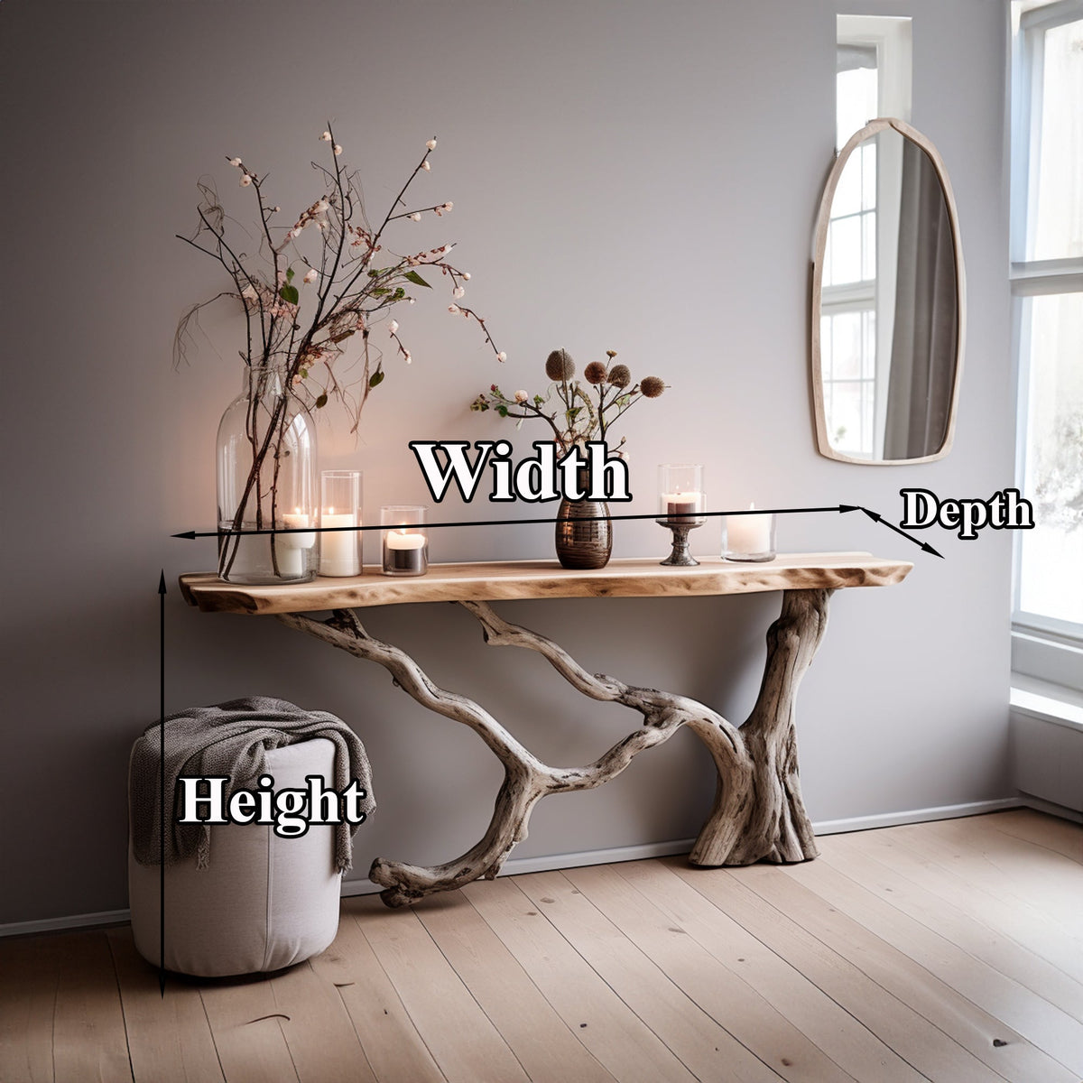 Floating Live Edge Side Table Handcrafted, solid wood, built to order