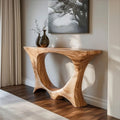 Mid Century Entry Table Handcrafted Curved Leg Hallway Opening, solid wood, built to order