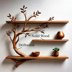 Custom Floating Bookshelf Driftwood Tree Branch Wall Mount, solid wood, built to order