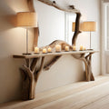 Decorative Wooden Floating Edge Entryway Table, solid wood, built to order