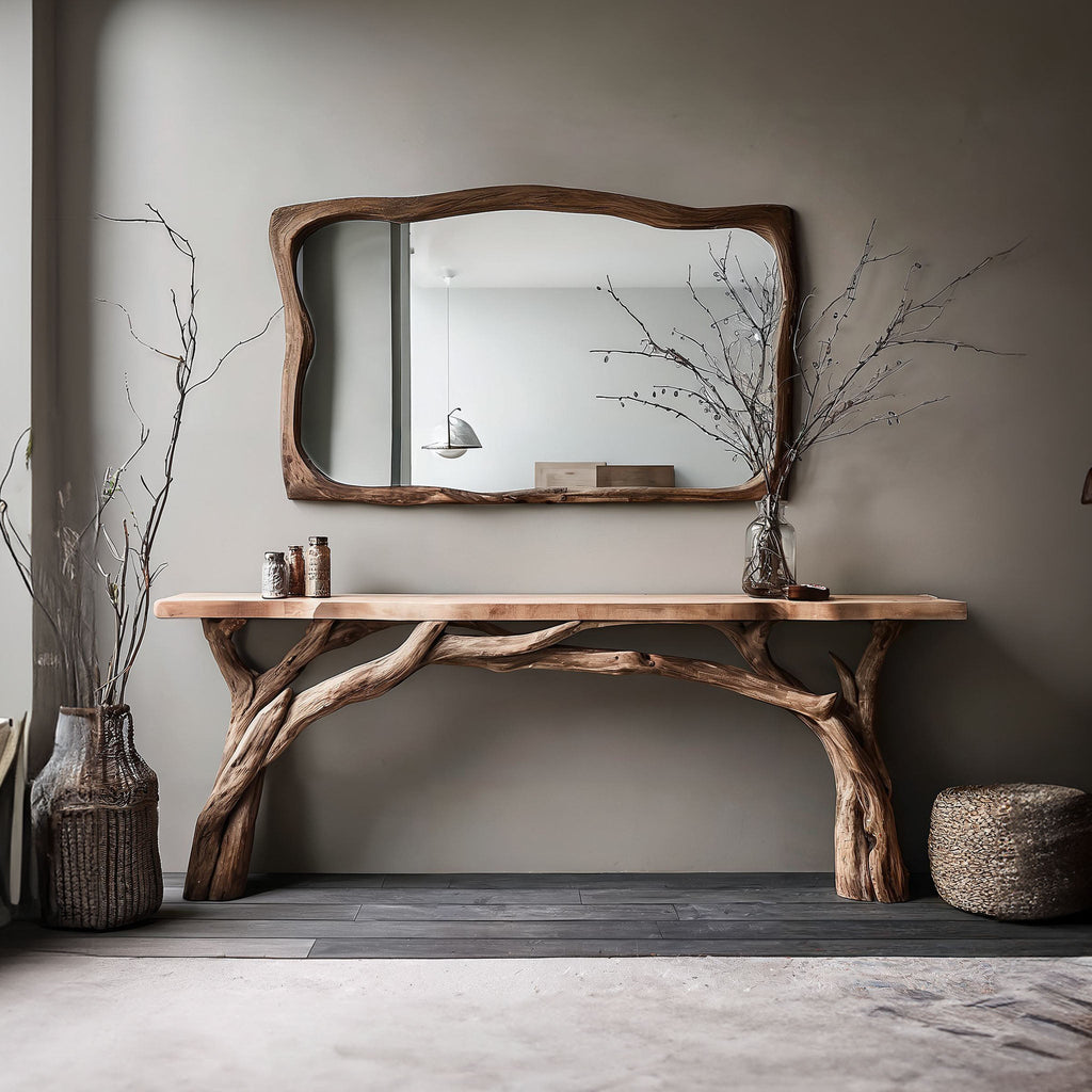 Decorative Wooden Floating Edge Console Table, solid wood, built to order