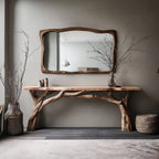 Decorative Wooden Floating Edge Console Table, solid wood, built to order