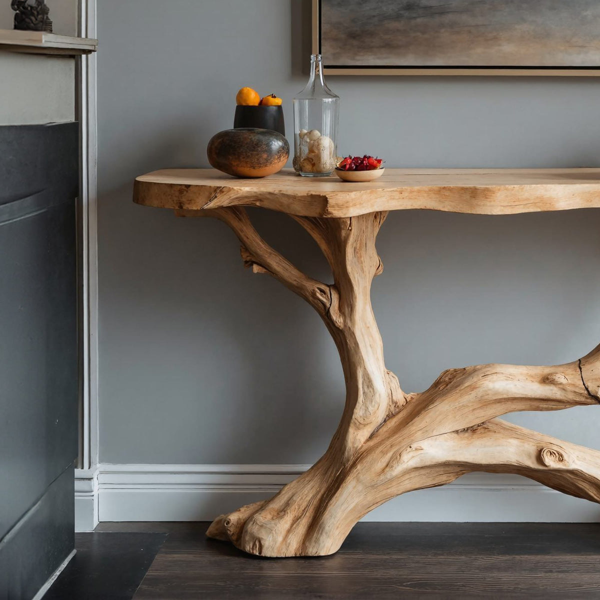 Floating Edge Entryway Table Farmhouse Decor, solid wood, built to order