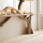 Decorative Wooden Floating Edge Entryway Table, solid wood, built to order