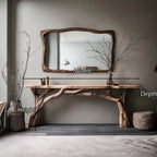 Decorative Wooden Floating Edge Console Table, solid wood, built to order