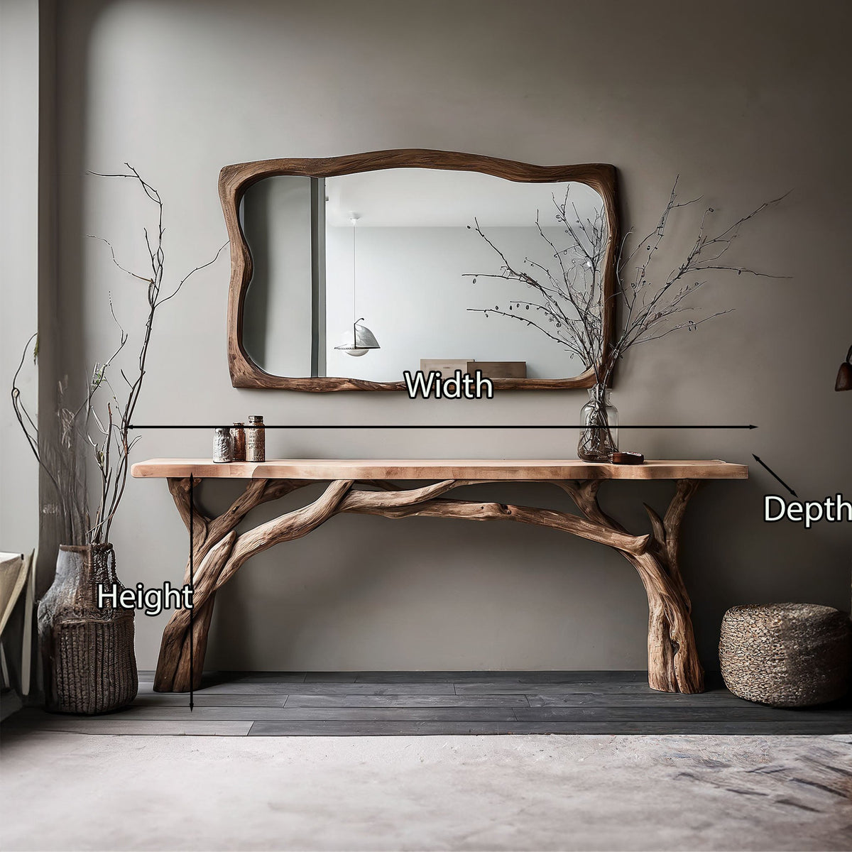 Decorative Wooden Floating Edge Console Table, solid wood, built to order