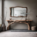 Decorative Wooden Floating Edge Console Table, solid wood, built to order